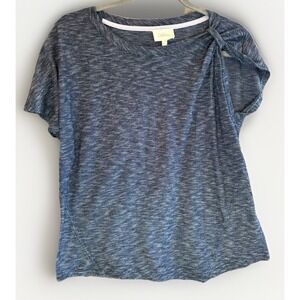 Deletta Shirt Womens XS Blue Stripe Asymmetrical Sleeve Hem Top Anthropologie